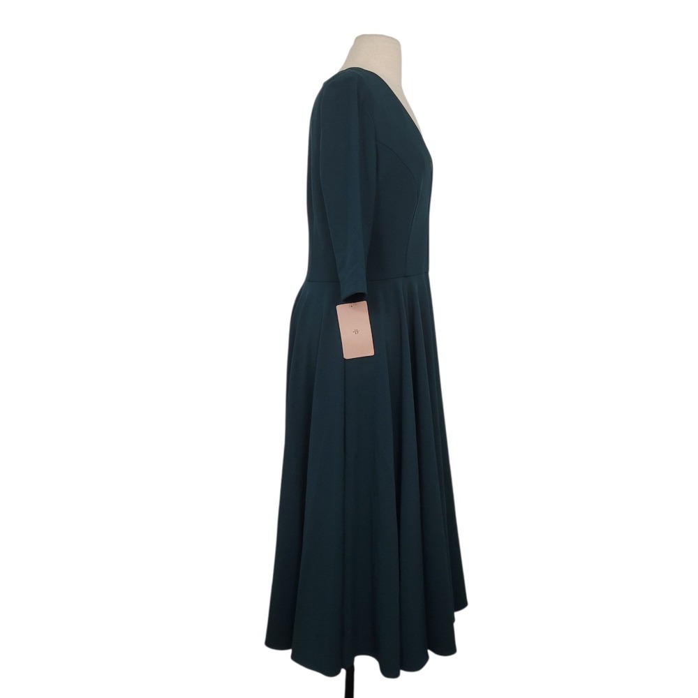 NWT Anthropologie BHLDN Valdis Dress Sz 12 Holly Emerald Green Fit & Flare - Picture 5 of 12